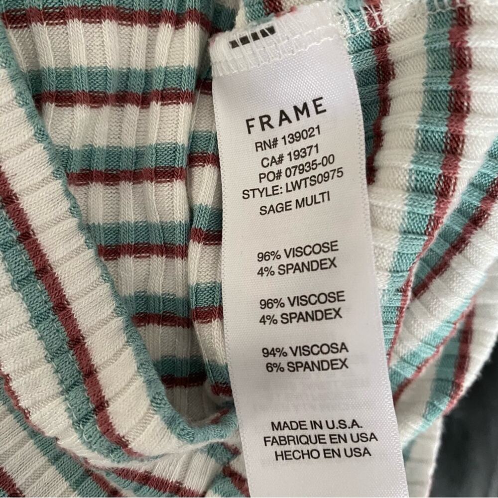 Frame Cropped Stripe Knit Top size XS White Brown Green - Picture 9 of 9